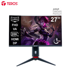 monitor curvo gaming teros te 2788g, 27" fhd va, 200 hz, 1 ms,hdmi, dp, audio out